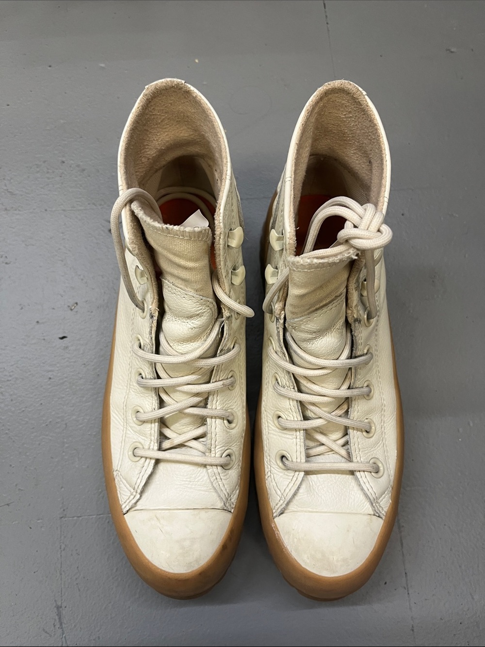 Converse Cream High-Top Sneakers with Gum Outsole - Picture 1 of 5